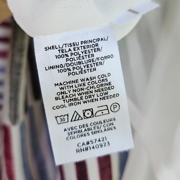 🦃 Loft Size XXS Multicolored Striped Blocked Dress Flutter Sleeve Drop Waist - Picture 10 of 12